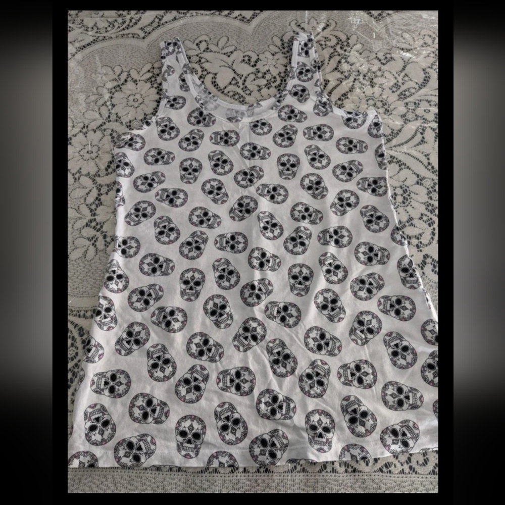 Halloween Sugar Skull Tank Top Day Of Dead Festival Punk Goth Alternative